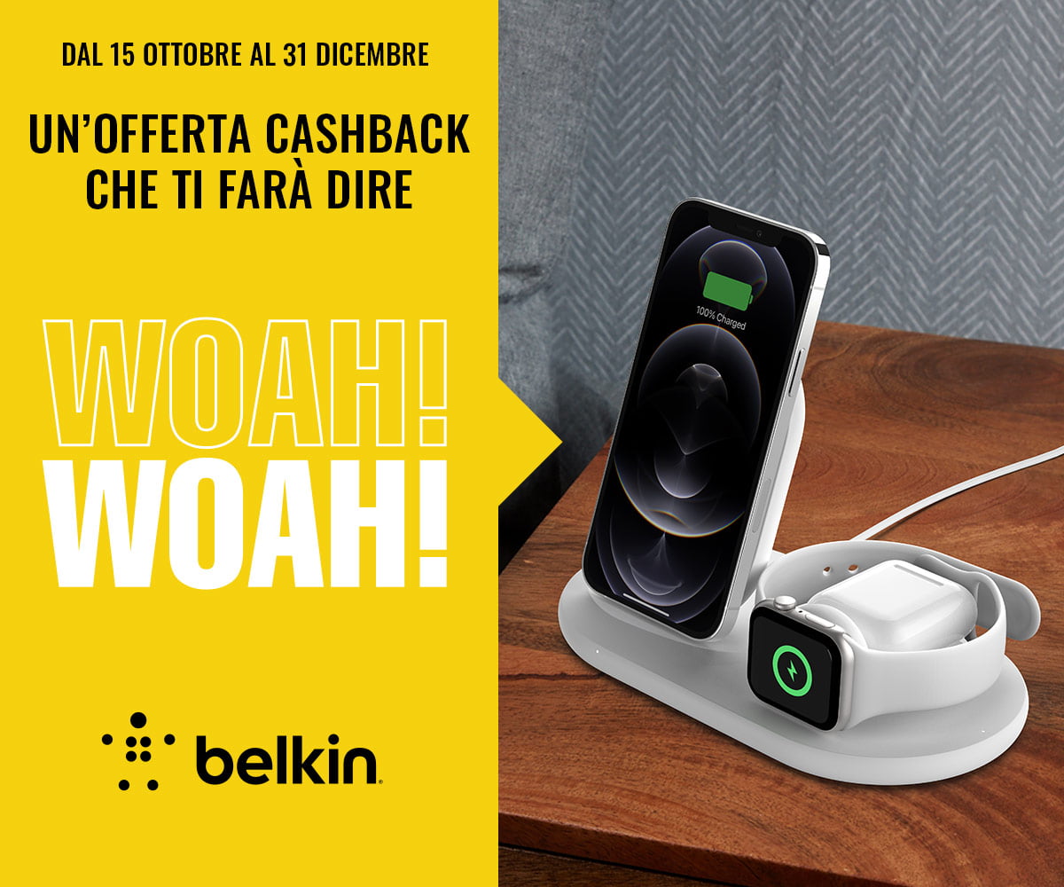 25% di cashback sull'acquisto di prodotti audio, accessori di ricarica e cavi Belkin 25% di cashback sull'acquisto di prodotti audio, accessori di ricarica e cavi Belkin