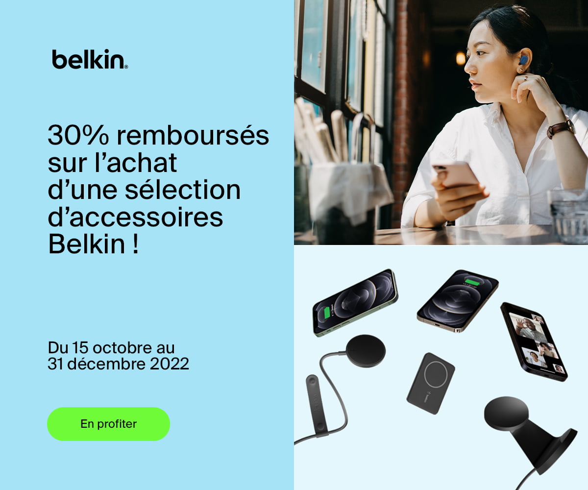 30% remboursés sur l’achat d’une sélection de produits Belkin !