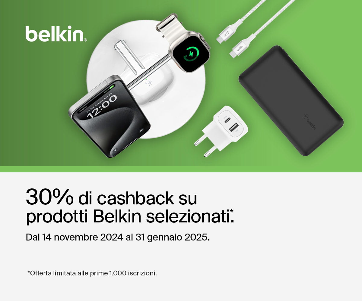 30% di cashback su prodotti Belkin selezionati !